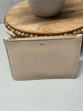 LOFT Soft Beige Zip Card Wallet